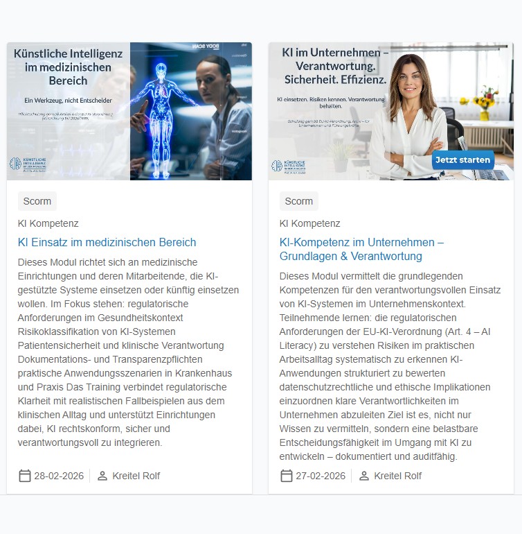 Kursübersicht auf lernplattform.ki-kompetenztraining.de