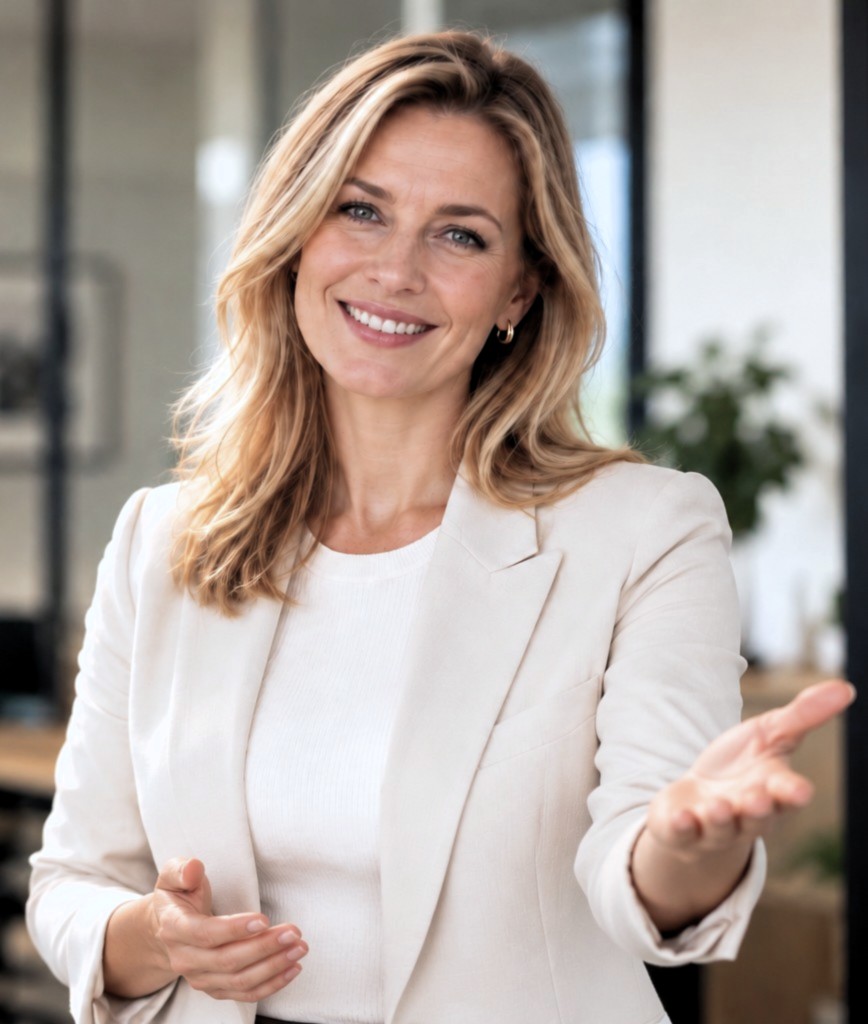 Frau Sommer, die KI-generierte virtuelle Moderatorin des Trainings